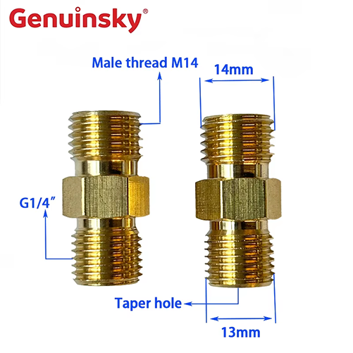 Brass M14 to G1/4 Male Taper Hole Fitting for High Pressure Sprayer