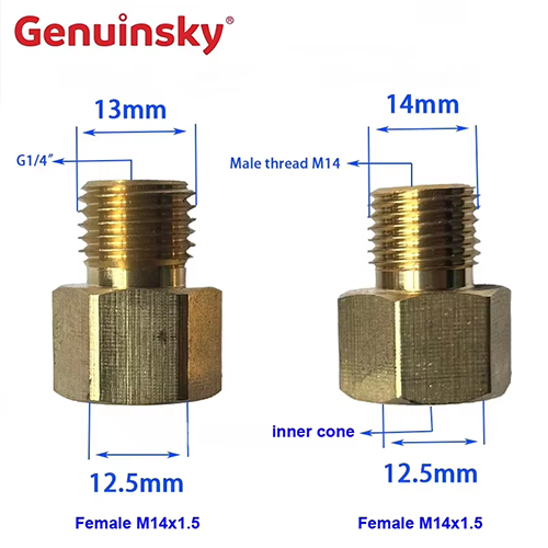 M14x1.5 Female to M14 Male Taper Brass Nipple M14x1.5 Female to M14 Male Taper Brass Nipple